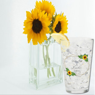 Sunflower Geometric Wedding Glass