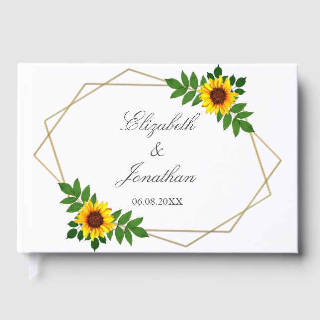 Sunflower Geometric Wedding Guest Book (Front)