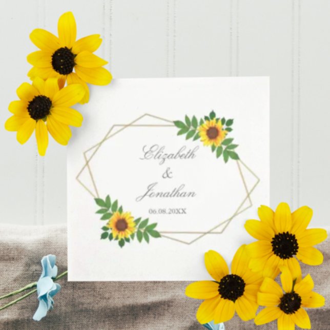 Sunflower Geometric Wedding Napkin (Creator Uploaded)