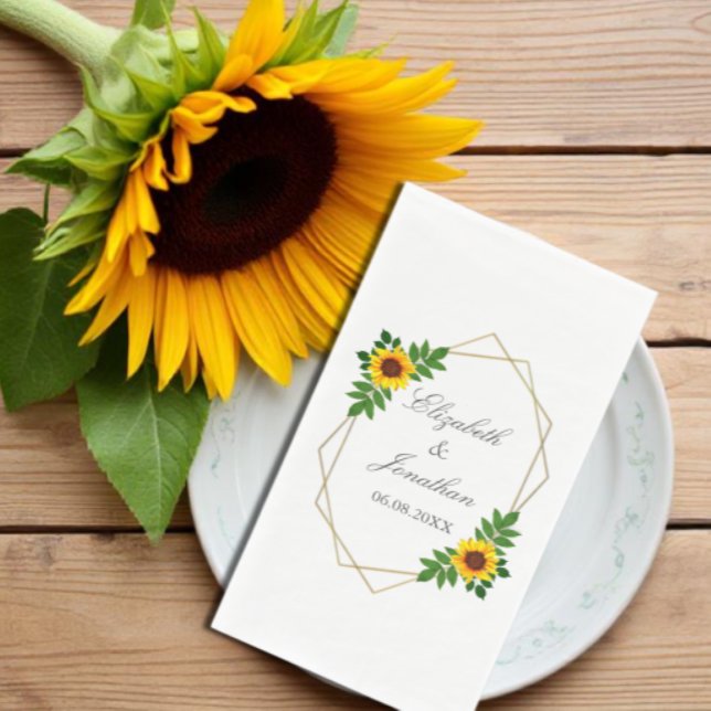 Sunflower Geometric Wedding Napkin (Creator Uploaded)