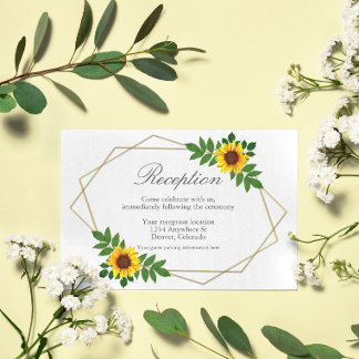 Sunflower Geometric Wedding Reception Card