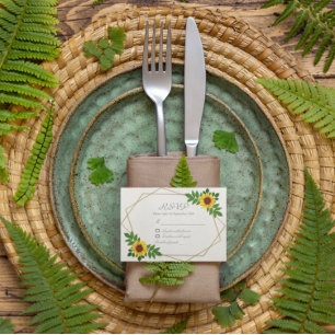 Sunflower Geometric Wedding RSVP Card