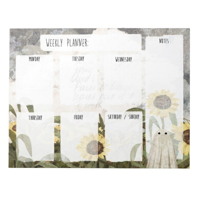 Sunflower Ghost Planner Notepad (Front)