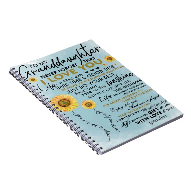 Sunflower Gift To My Granddaughter Notebook (Right Side)