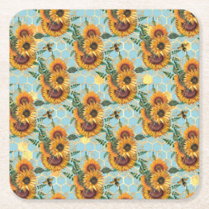 Sunflower Gifts Bright As A Sunflower Square Paper Coaster