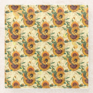 Sunflower Gifts Sunflower Turn Surrounded Glass Coaster