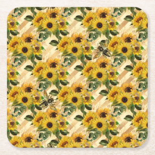 Sunflower Gifts The Sunflower Is A Favourite Emble Square Paper Coaster