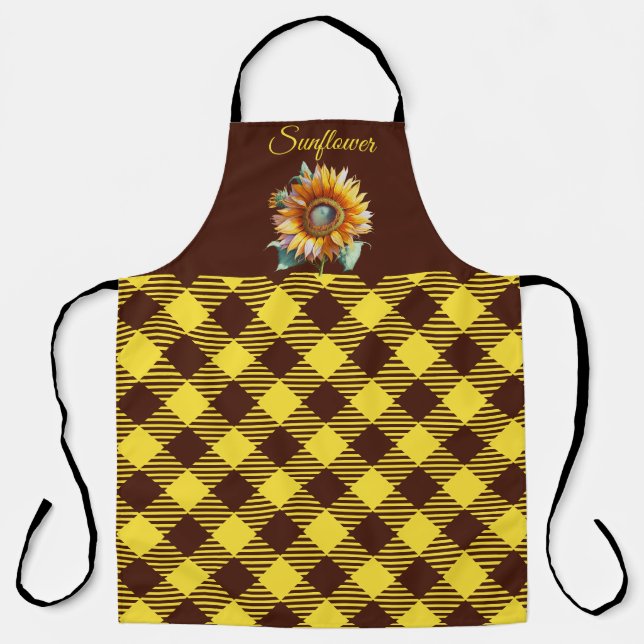 "Sunflower" Gingham Apron (Front)