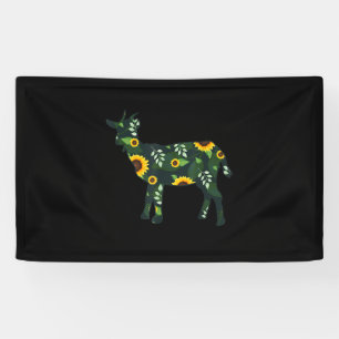 Sunflower Girl Floral Goat Kid Hawaiian Banner