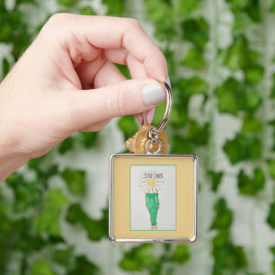 Sunflower Girl Green Dress Key Ring