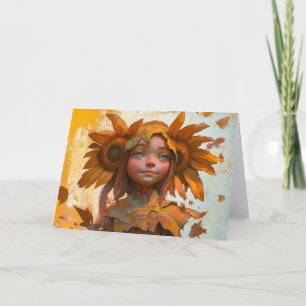 Sunflower Girl Note Card