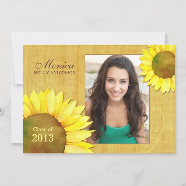 Sunflower Girl Photo Graduation Class of 2013 Card (Front)