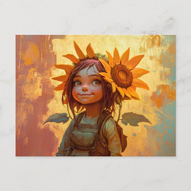 Sunflower Girl Postcard (Front)