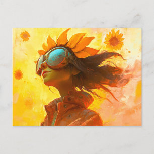 Sunflower Girl Postcard