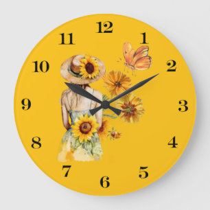 Sunflower Girl Wall Clock