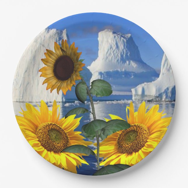 Sunflower Glacier Paper Plates (Front)