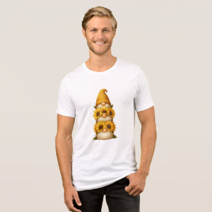 Sunflower Gnome Hidden Smiles Beneath the Golden Tri-Blend Shirt