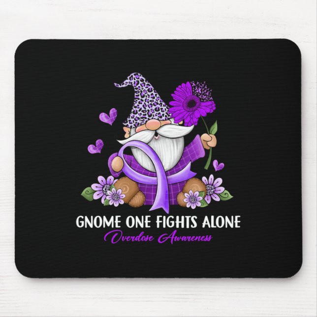 Sunflower Gnome One Fights Alone Overdose Awarenes Mouse Pad (Front)