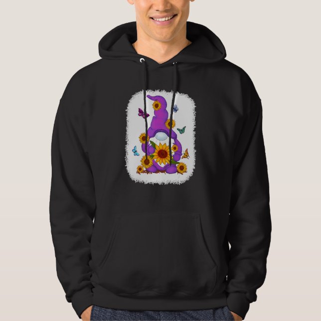 Sunflower Gnome Paint Background Hoodie (Front)