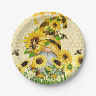 Sunflower Gnome Paper Plate
