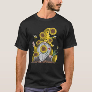 Sunflower Gnome With Bee Funny Hippie Gnome T-Shirt