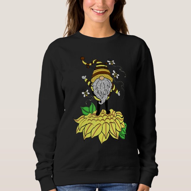 Sunflower Gnome With Bee  Hippie Gnome For Flower  Sweatshirt (Front)