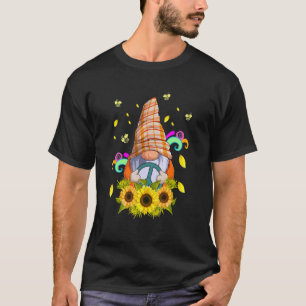Sunflower Gnome With Bee Hippie Gnomies Flower Gir T-Shirt