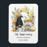 Sunflower Gnomes 5th Wedding Anniversary Custom Magnet<br><div class="desc">Custom 5th wedding anniversary keepsake magnet with a design featuring a bride and groom gnomes and a sunflower arch illustration. Edit the template with any year and message.</div>