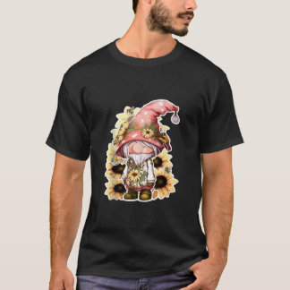 Sunflower Gnomes Cute Bees Funny Gnome Sunflowers T-Shirt