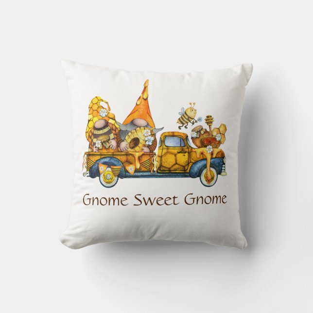 Sunflower Gnomes in Truck Gnome Sweet Gnome Cushion (Front)