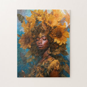 Sunflower Goddess Fantasy Art Jigsaw Puzzle