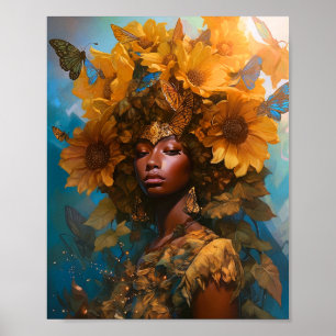 Sunflower Goddess Fantasy Art Poster