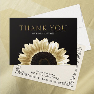 Sunflower Gold Black Thank You Card