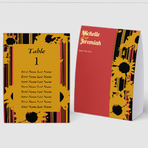 Sunflower Gold Red Wedding Guest List 