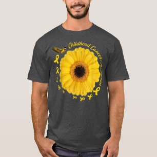 Sunflower Gold Ribbon Childhood Cancer Awareness S T-Shirt