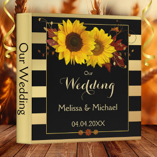 Sunflower Gold Striped Wedding Binder