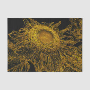 Sunflower Golden Yellow Black Vintage Floral Art Tissue Paper
