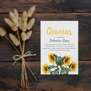Sunflower Gracias Simpatia   Spanish Sympathy Thank You Card