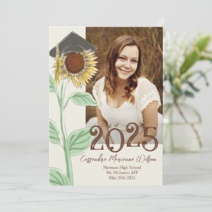 Sunflower Graduation Announcement with Hat Country