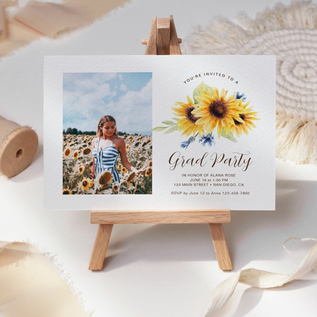 Sunflower Graduation Invitation, Photo Grad Invite (Creator Uploaded)