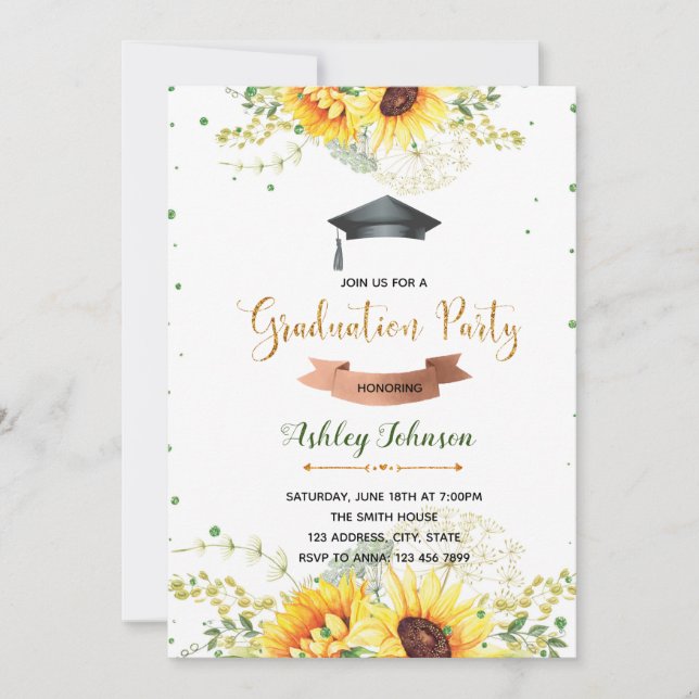 Sunflower graduation party invitation (Front)