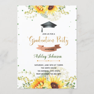 Sunflower graduation party invitation