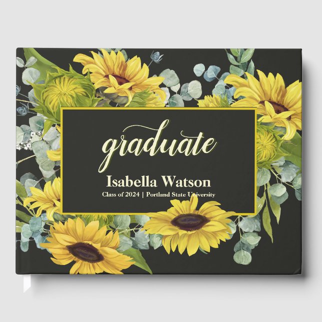 Sunflower Graduation Party Keepsake Guest Book (Front)