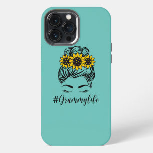 Sunflower Grammy Life Messy Bun Mother's Day iPhone 13 Pro Max Case