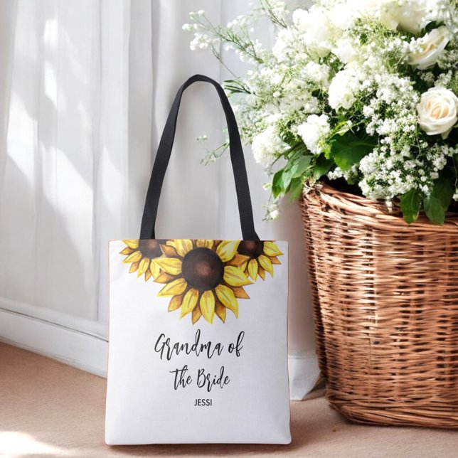 Sunflower Grandma of the Bride Wedding Tote Bag (Creator Uploaded)