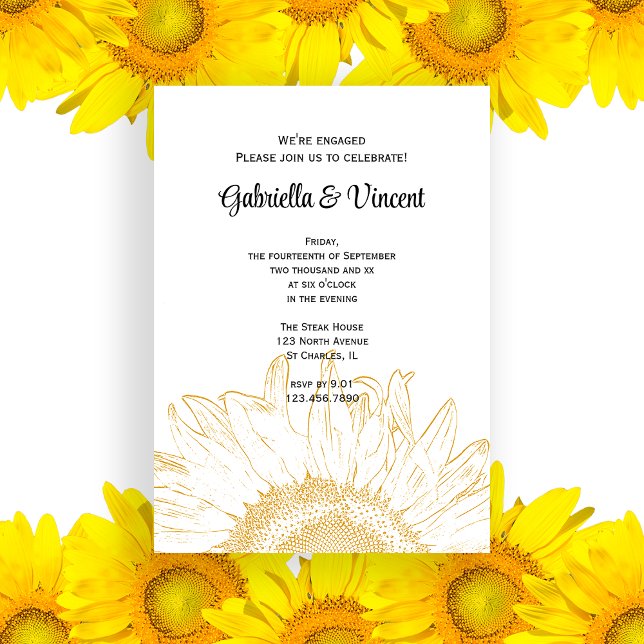 Sunflower Graphic Engagement Party Invitation (Creator Uploaded)