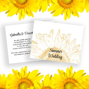 Sunflower Graphic Summer Wedding Announcement Postcard