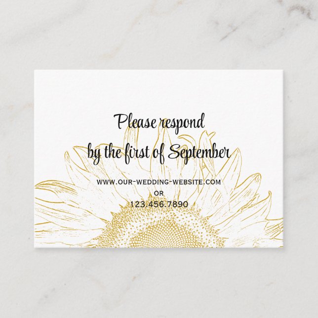 Sunflower Graphic Wedding RSVP Card (Front)