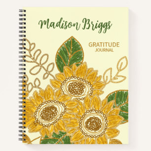 Sunflower Gratitude Journal, Law of Attraction Notebook