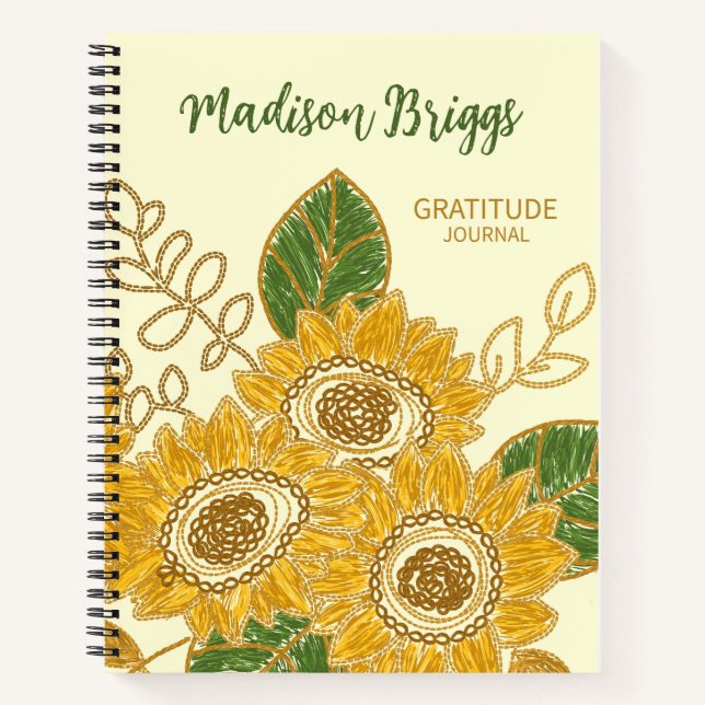 Sunflower Gratitude Journal, Law of Attraction  Notebook (Front)